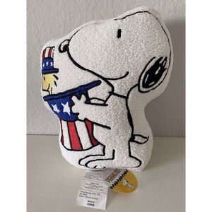 Peanuts Snoopy Woodstock Patriotic 4th of July Sherpa Decorative Pillow NEW